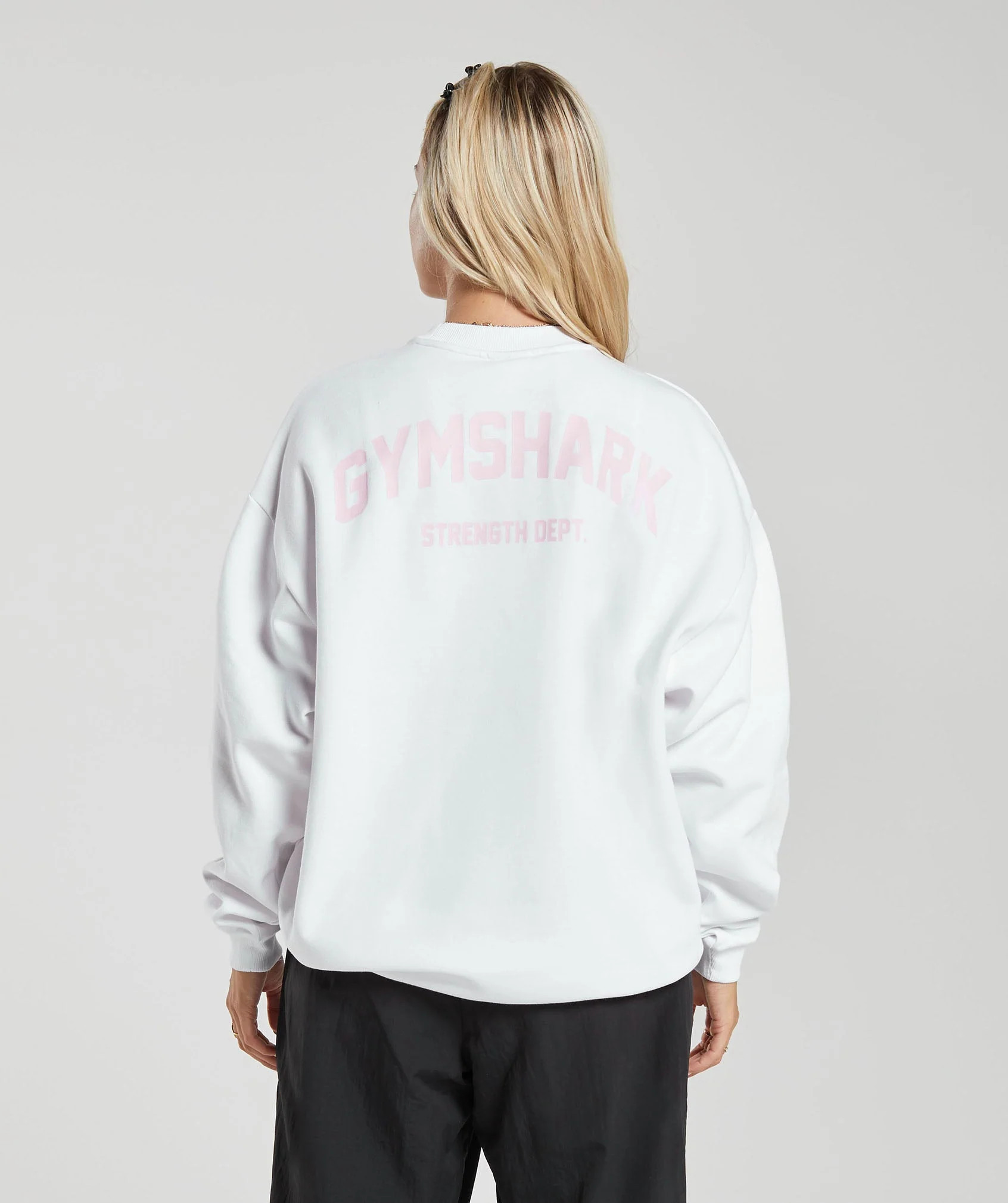 Gymshark Strength Department Graphic Oversized Sweatshirt - White | Gymshark US