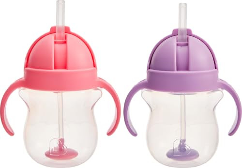 Munchkin Any Angle Sippy Cups, 7 Ounce, 2 Pack, Pink/Purple | Amazon (US)