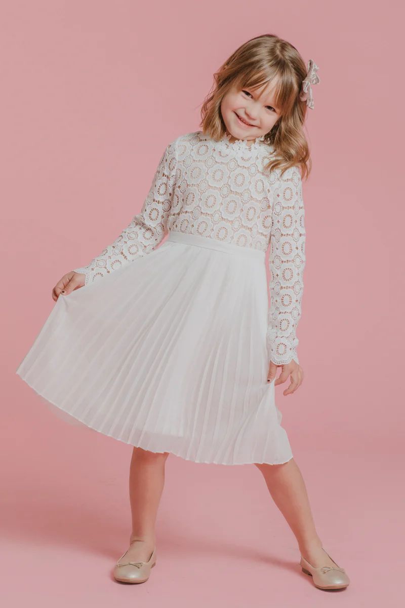 Mini Arabella Lace Dress in Classic White | Ivy City Co