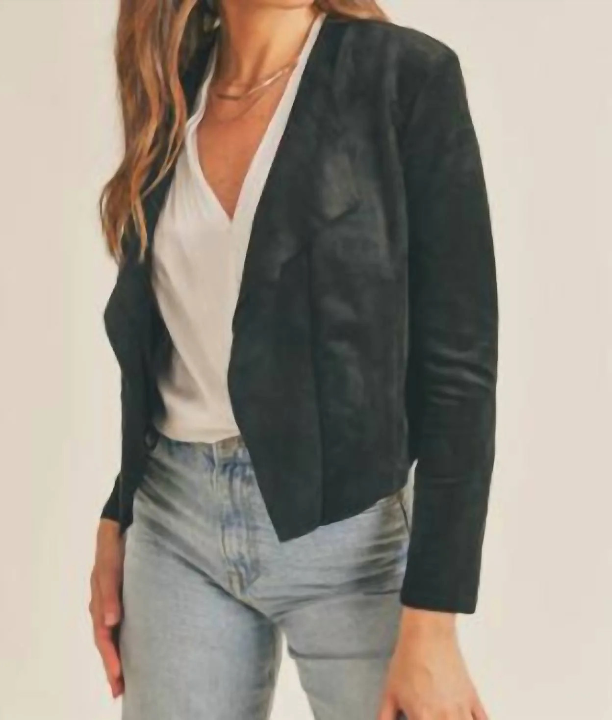 Faux Suede Jacket In Black | Shop Simon