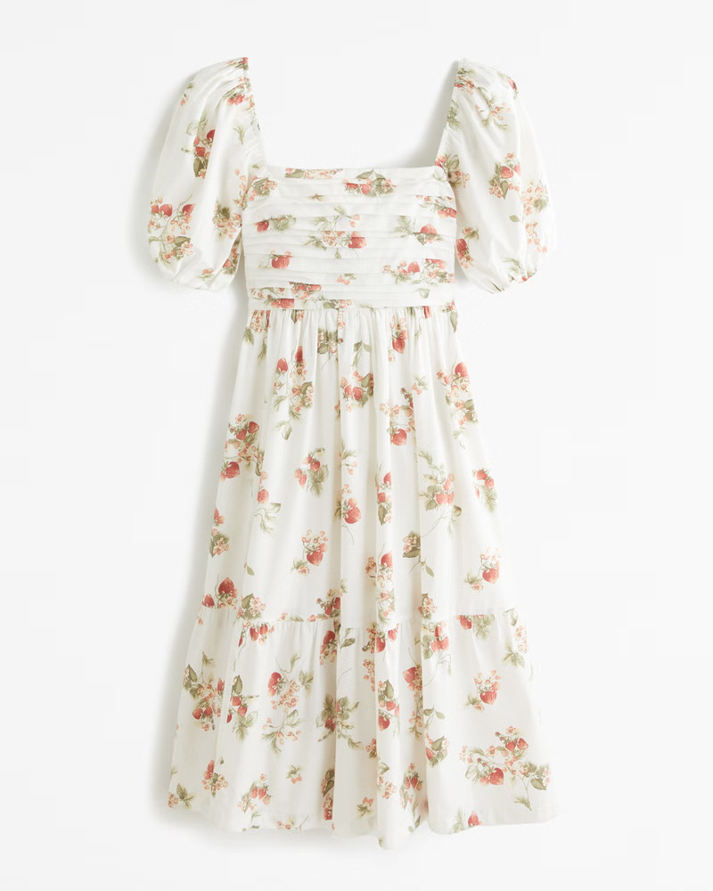 Emerson Poplin Puff Sleeve Midi Dress | Abercrombie & Fitch (US)