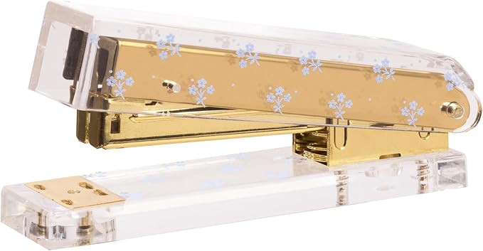 Laura Ashley Heirloom Cottage Mini Stapler – Stylish Gold & Acrylic Desk Stapler with Floral Ac... | Amazon (US)