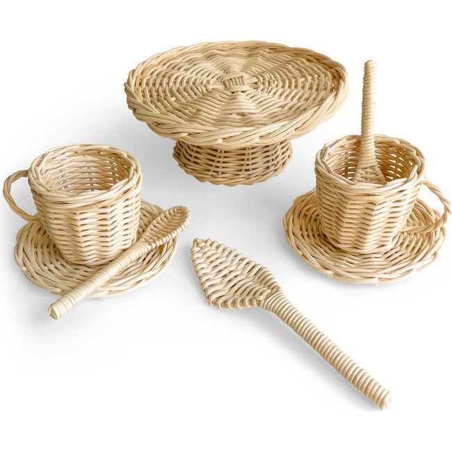 Rattan Tea and Cake Party Set, Natural | Maisonette