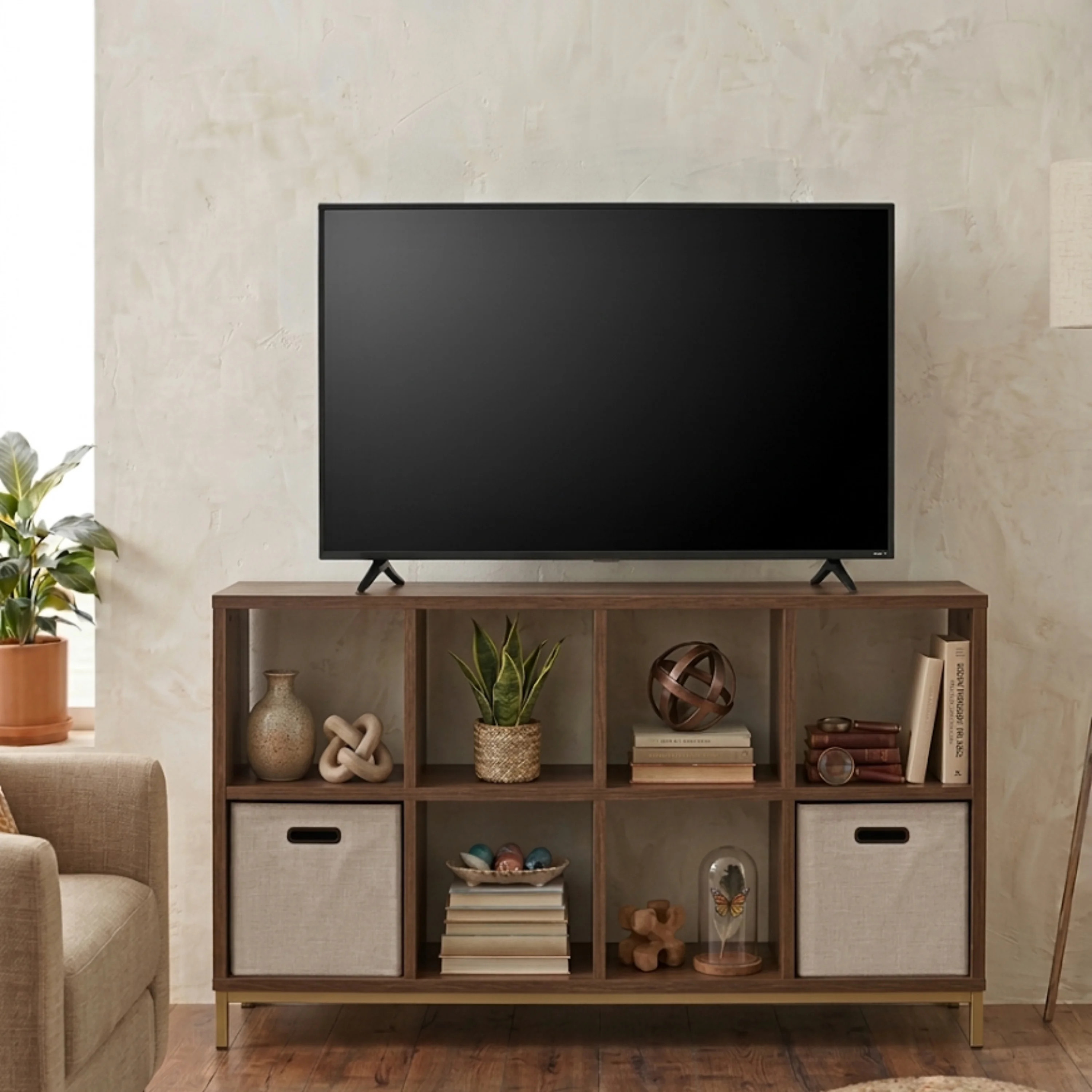 Better Homes & Gardens 8-Cube Organizer with Metal Base, Vintage Walnut | Walmart (US)