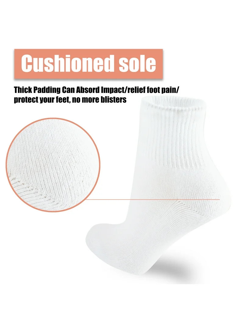 6 Pairs Women's Cotton Athletic Ankle Running Sports Socks White Size 9-11 | Walmart (US)