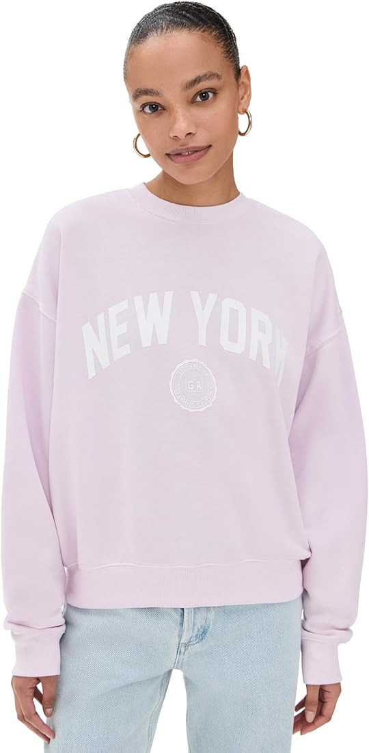Good American Women's Brushed Fleece Graphic Crew Sweatshirt New York | Amazon (US)