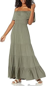 Amazon.com: Wild Meadow Women's Off-the-Shoulder Maxi Dress, Hunter Green, Medium : Clothing, Sho... | Amazon (US)