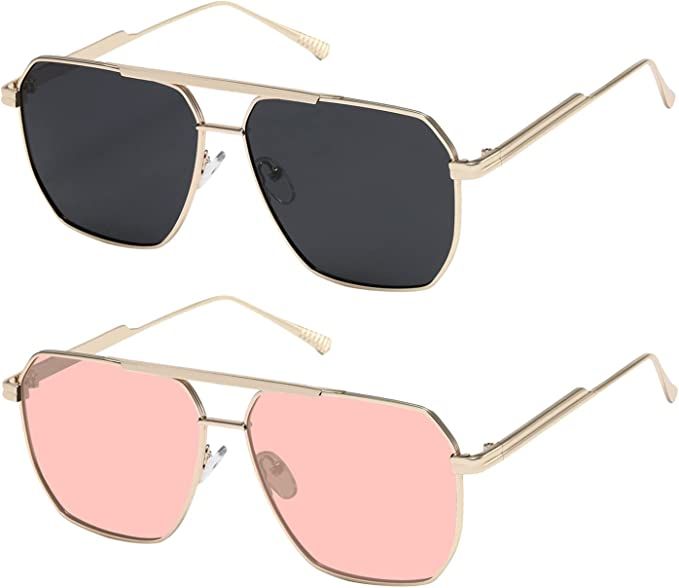 Kimorn Polarized Sunglasses Womens Men Retro Oversized Square Vintage Fashion Shades Classic Larg... | Amazon (US)