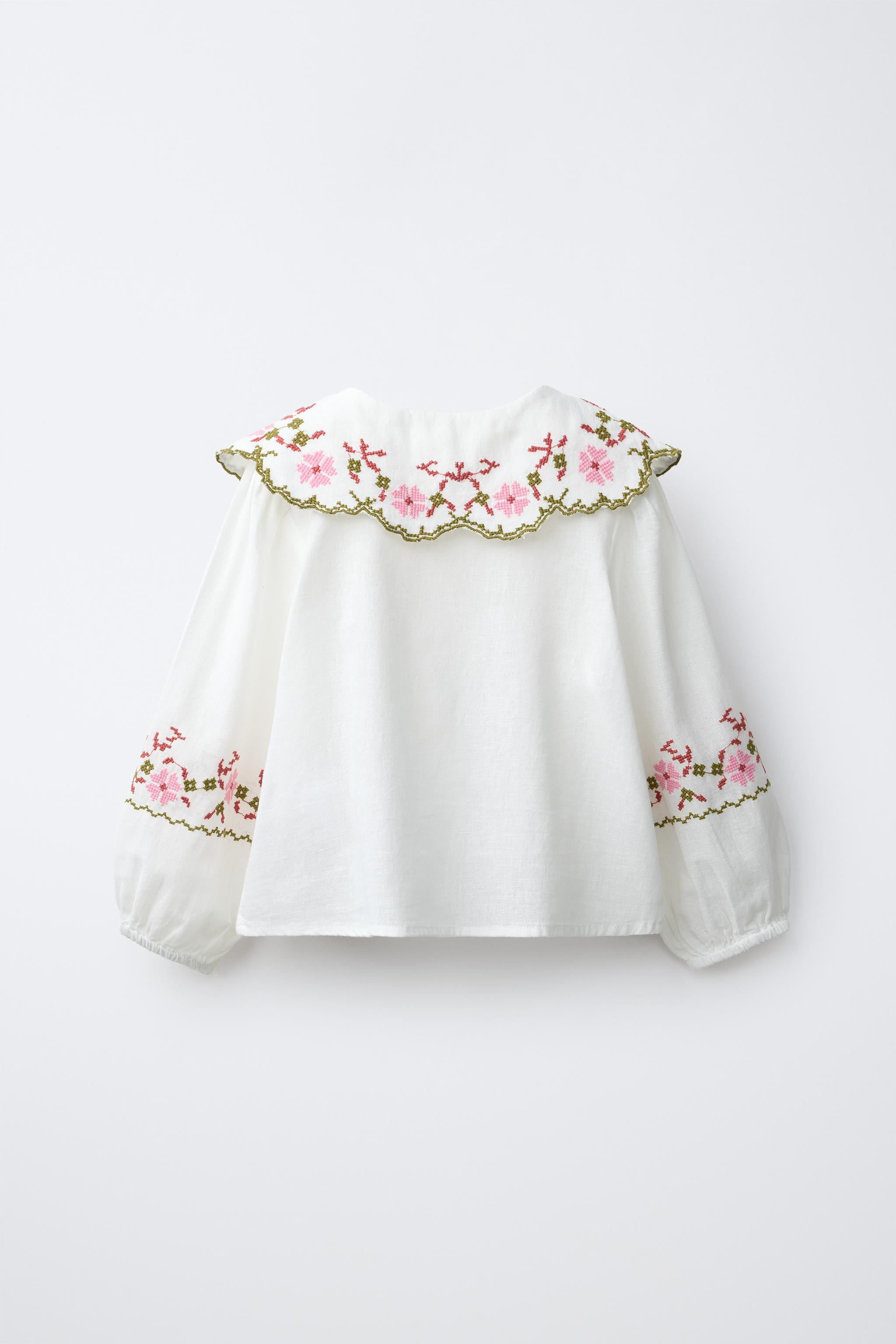 COTTON-LINEN CROSS-STITCH EMBROIDERED SHIRT | Zara US
