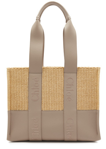 Woody leather and raffia tote | Harvey Nichols