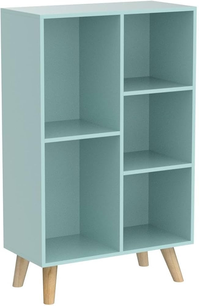 IOTXY Wooden Open Shelf Bookcase - 3-Tier Bookshelf with Leg, Tiffany-Green | Amazon (US)