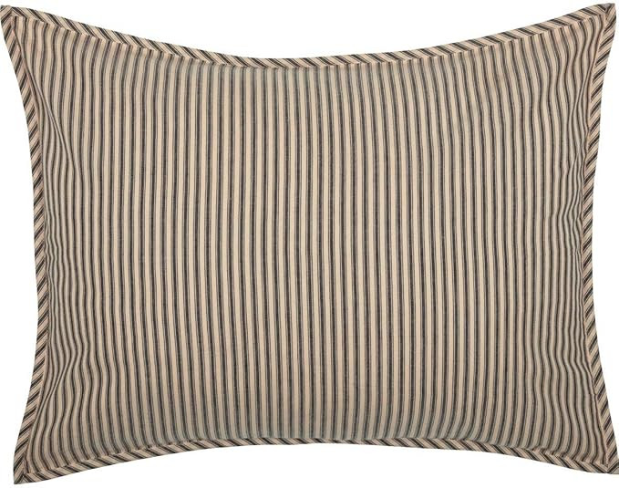 VHC Brands Sawyer Mill Ticking Stripe Sham, Standard 21x27, Charcoal Grey | Amazon (US)