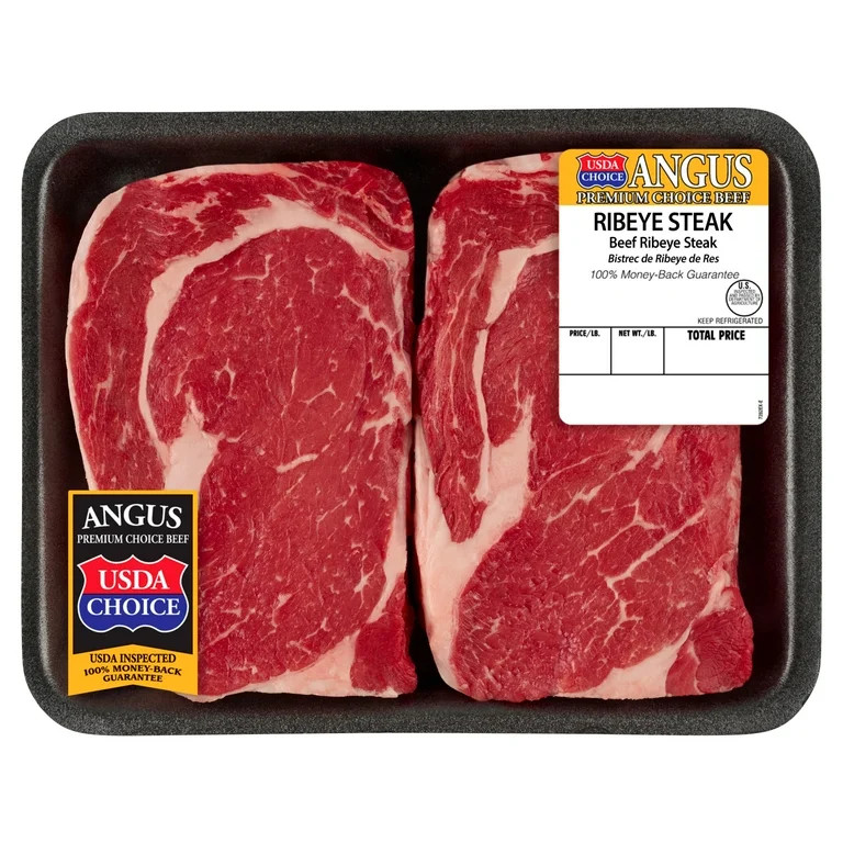 Ribeye Steak, Choice Angus Beef, 2 Per Tray, 1.50 - 2.65 lb | Walmart (US)