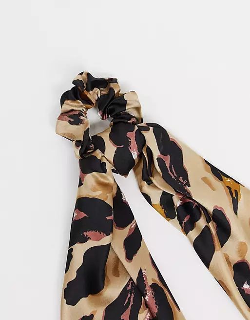 My Accessories London multi way bandana and scrunchie in leopard satin | ASOS (Global)