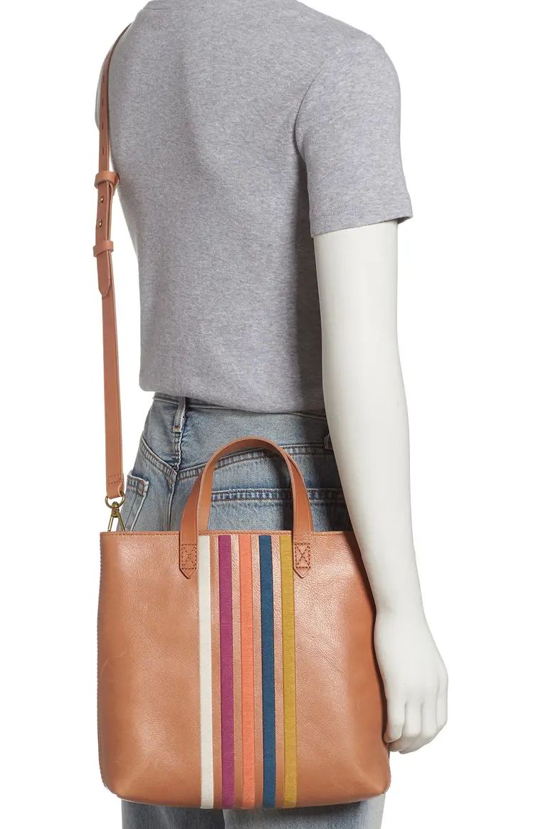 The Transport Stripe Embroidered Zip Top Crossbody Tote | Nordstrom