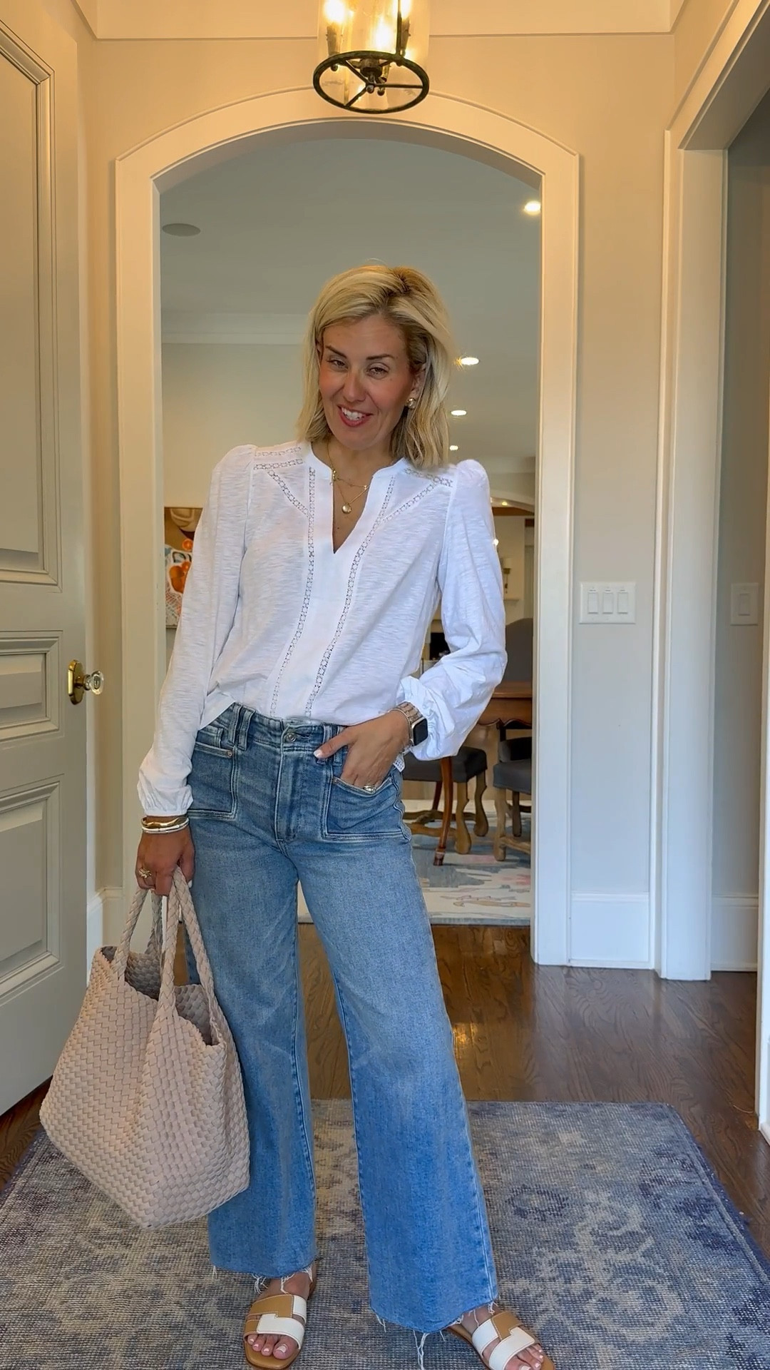 Anessa jeans that we all love & a classic white top is always a yes!! 
Top - 2 
Anessa Jean - 26P
Sandal - 8 tts
Medium Naghedi bag
*Use code Catherine20 at Allie + Bess


#LTKOver40 #LTKdayinmylife #LTKmomlife