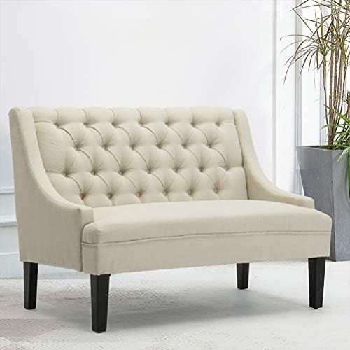 Modern Upholstered Loveseat Settee Bench Upholstered Dining Bench Button Tufted Banquette Sofa Livin | Amazon (US)