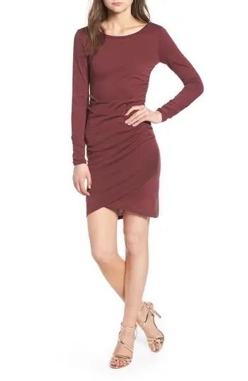 Women's Leith Ruched Long Sleeve Dress, Size X-Small - Red | Nordstrom