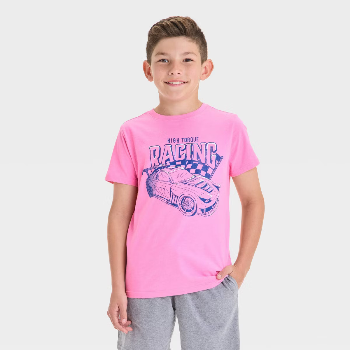 Boys' Short Sleeve Racing Graphic T-Shirt - Cat & Jack™ Pink | Target