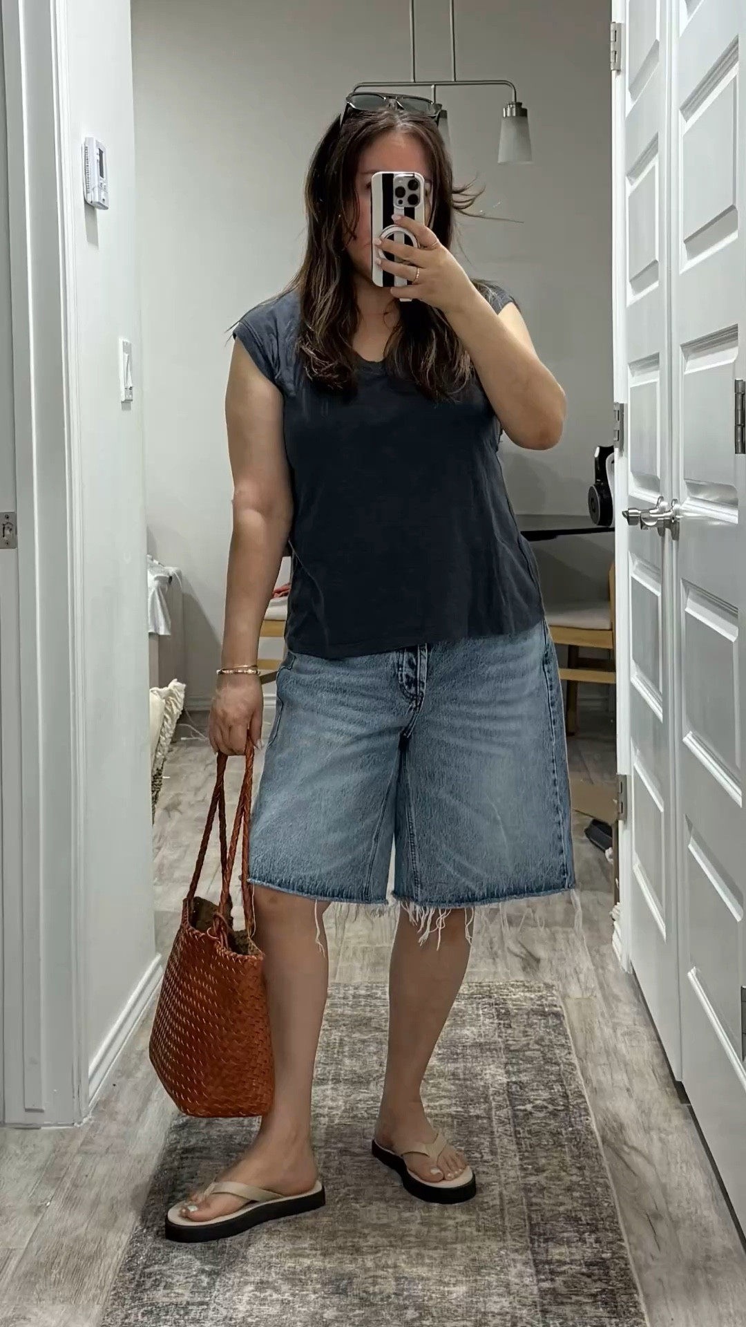 My go-to outfits lately…
Bermuda shorts, a good basic  t shirt, jelly shoes or flip flops, and a statement bag! 🤎🤍🖤💙

#LTKootd #LTKOver40 #LTKgrwm