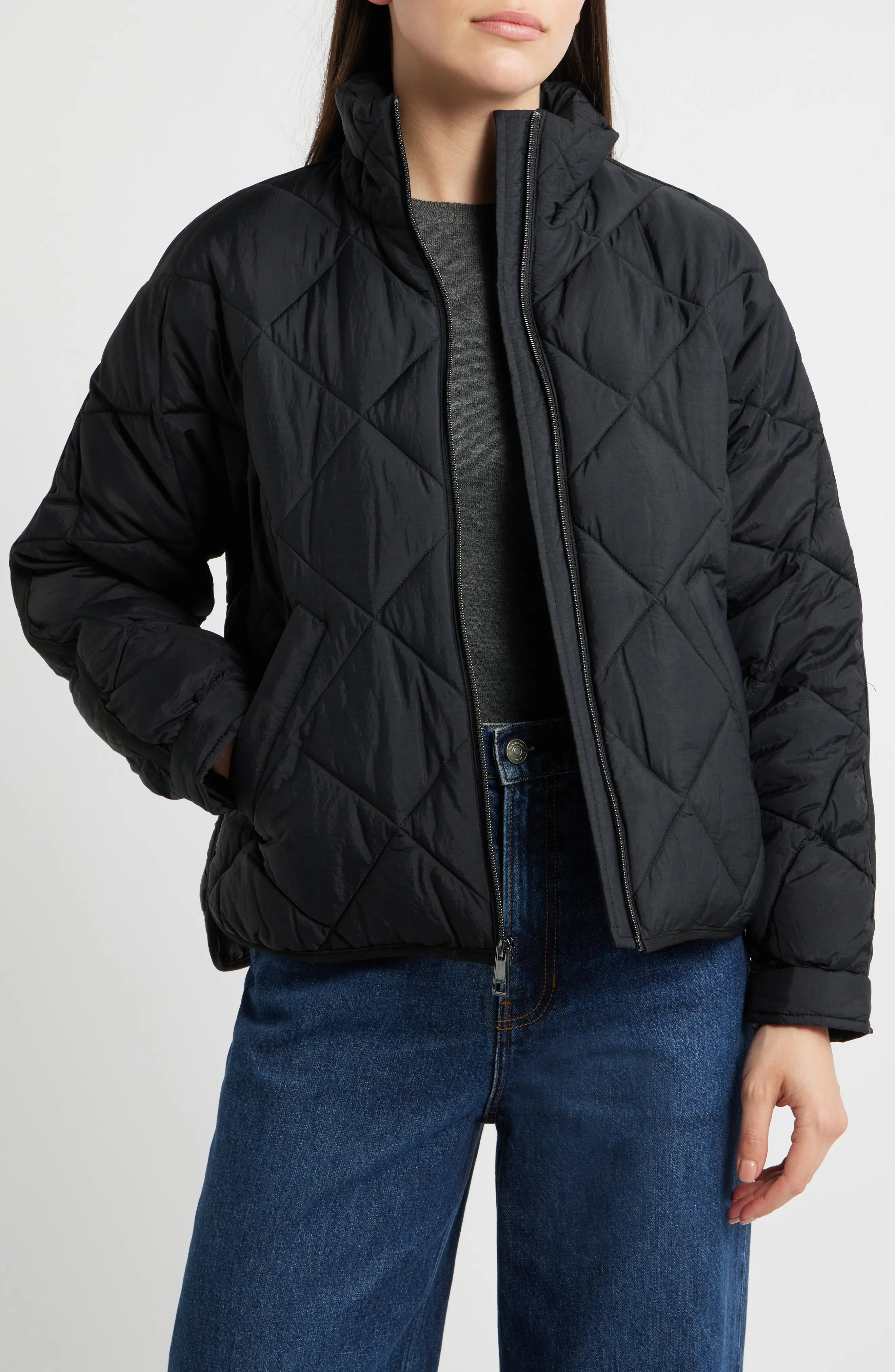 Crop Diamond Quilted Jacket (Women) | Nordstrom | Nordstrom