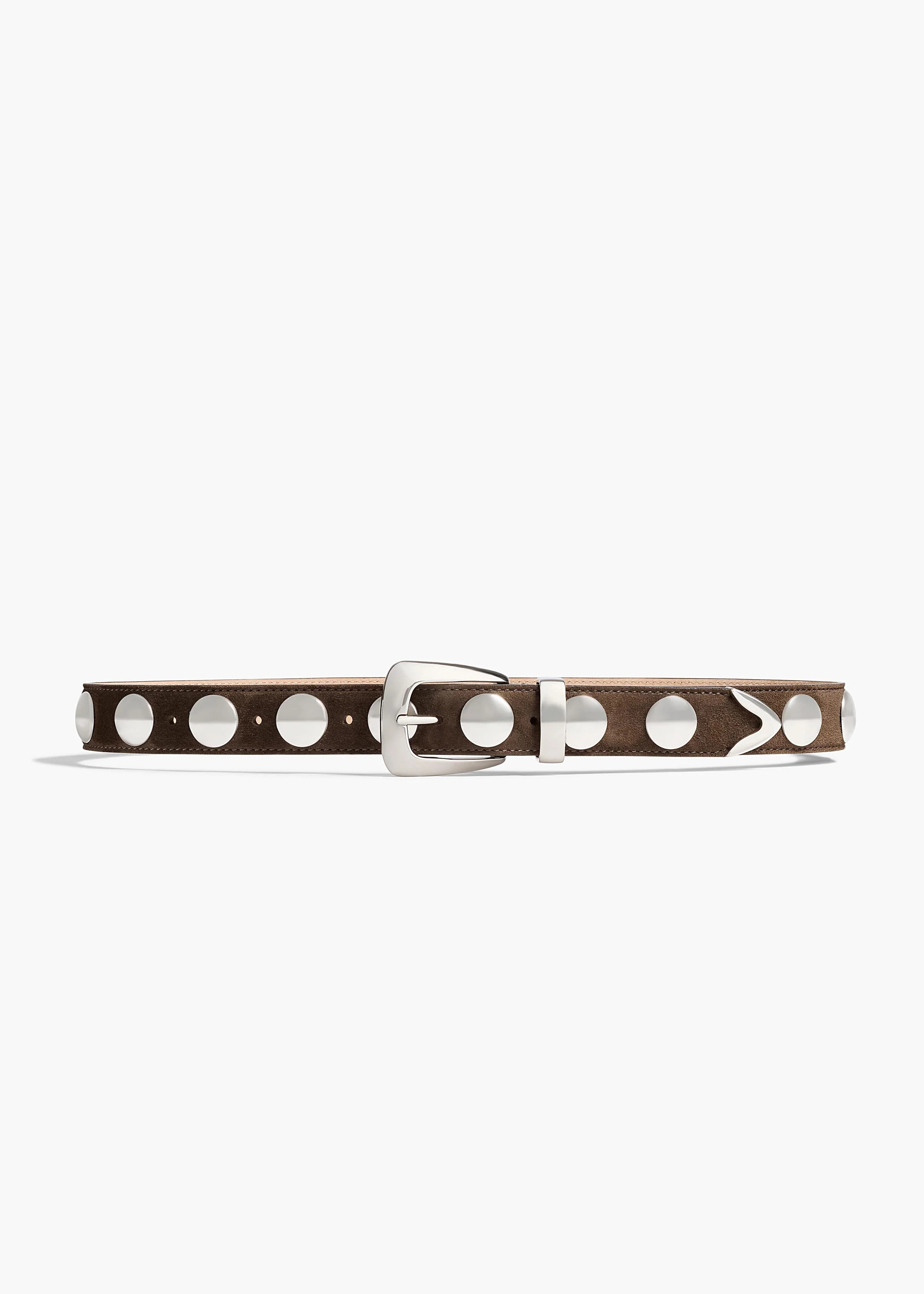 KHAITE - Benny Belt With Studs In Ebano Suede With Silver | Khaite
