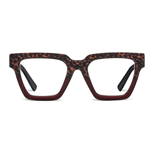 Peepers by PeeperSpecs Oprah's Favorite Women's Take a Bow Square Blue Light Blocking Reading Glasses - Leopard Tortoise/Red +0.00 | Amazon (US)