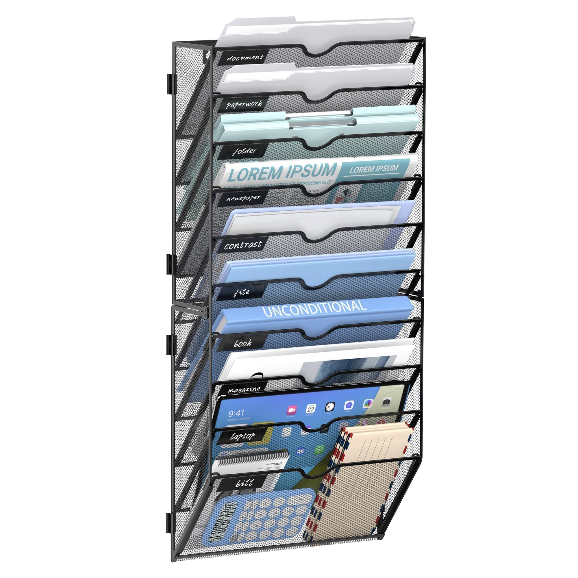 JMHUD 10 Tier Wall File Organizer Office Hanging Mail Holder Wall Mounted, Mesh Paper Document Or... | Amazon (US)