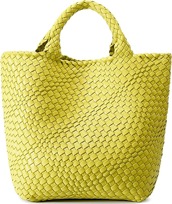 Queenoris Woven Bag for Women, Vegan Leather Tote Bag Large Summer Beach Travel Handbag and Purse... | Amazon (US)