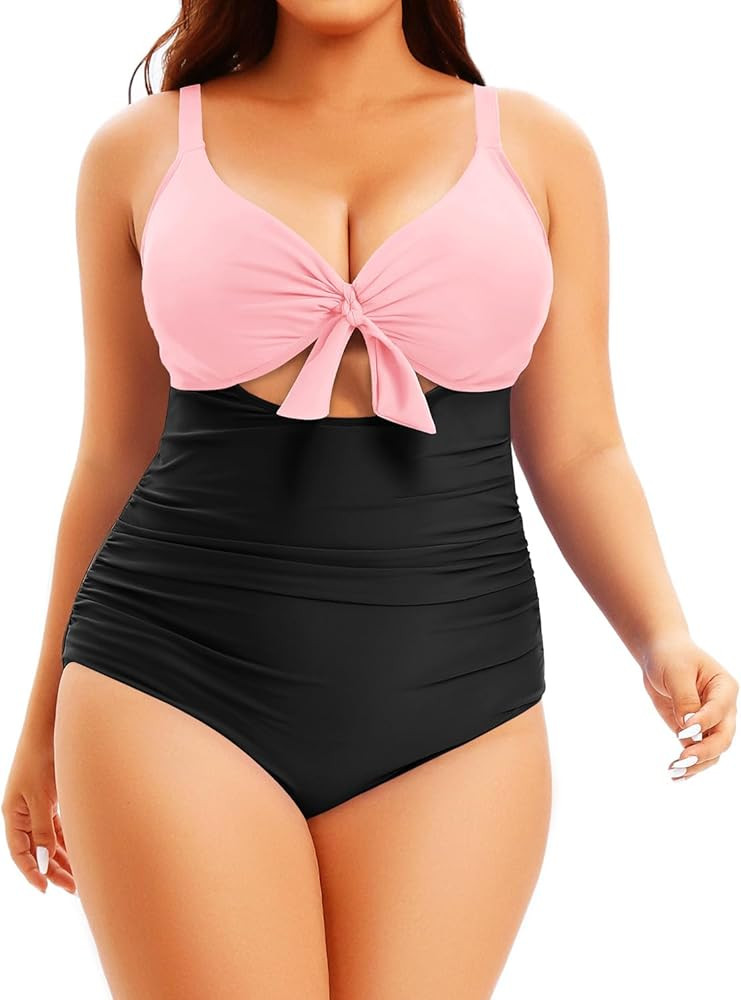 Aqua Eve Plus Size One Piece Swimsuit for Women Tummy Control Bathing Suit Cutout Swimwear | Amazon (US)