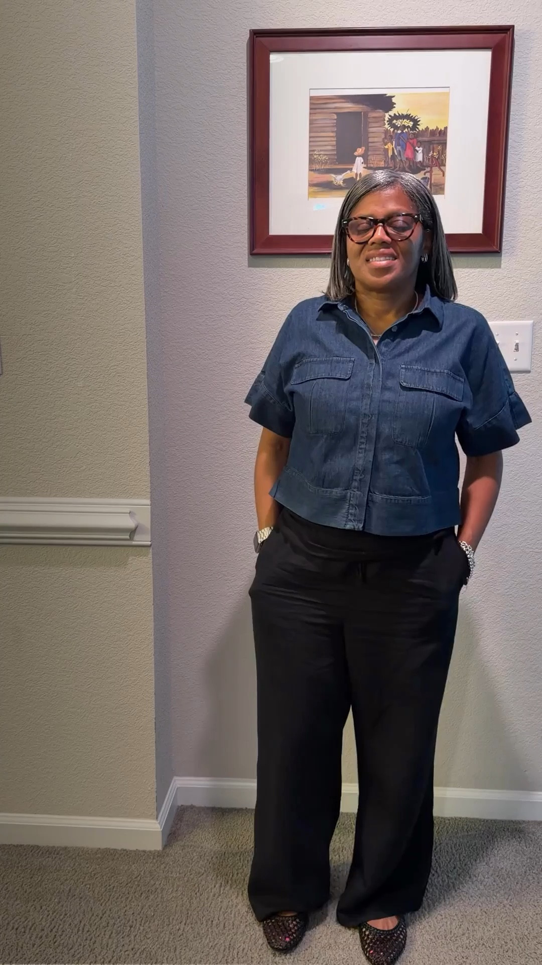 Denim top + flowy black pants = my go-to effortless combo 🖤
Comfortable, flattering, and easy to style.
👉🏾 Shop this look on my LTK before it’s gone

#LTKMidsize #LTKOver40 #LTKootd