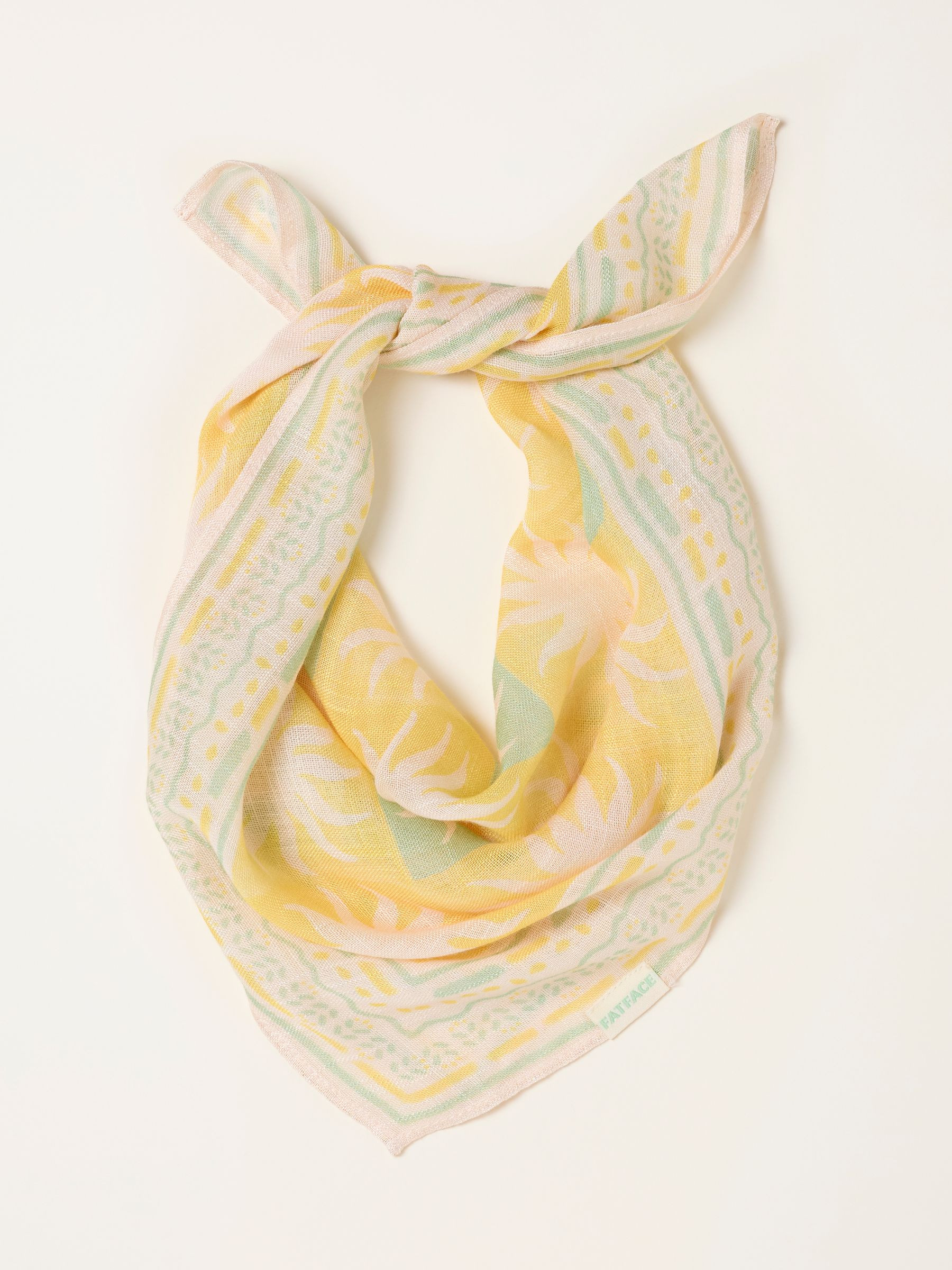 Yellow Sun Square Scarf | Fat Face