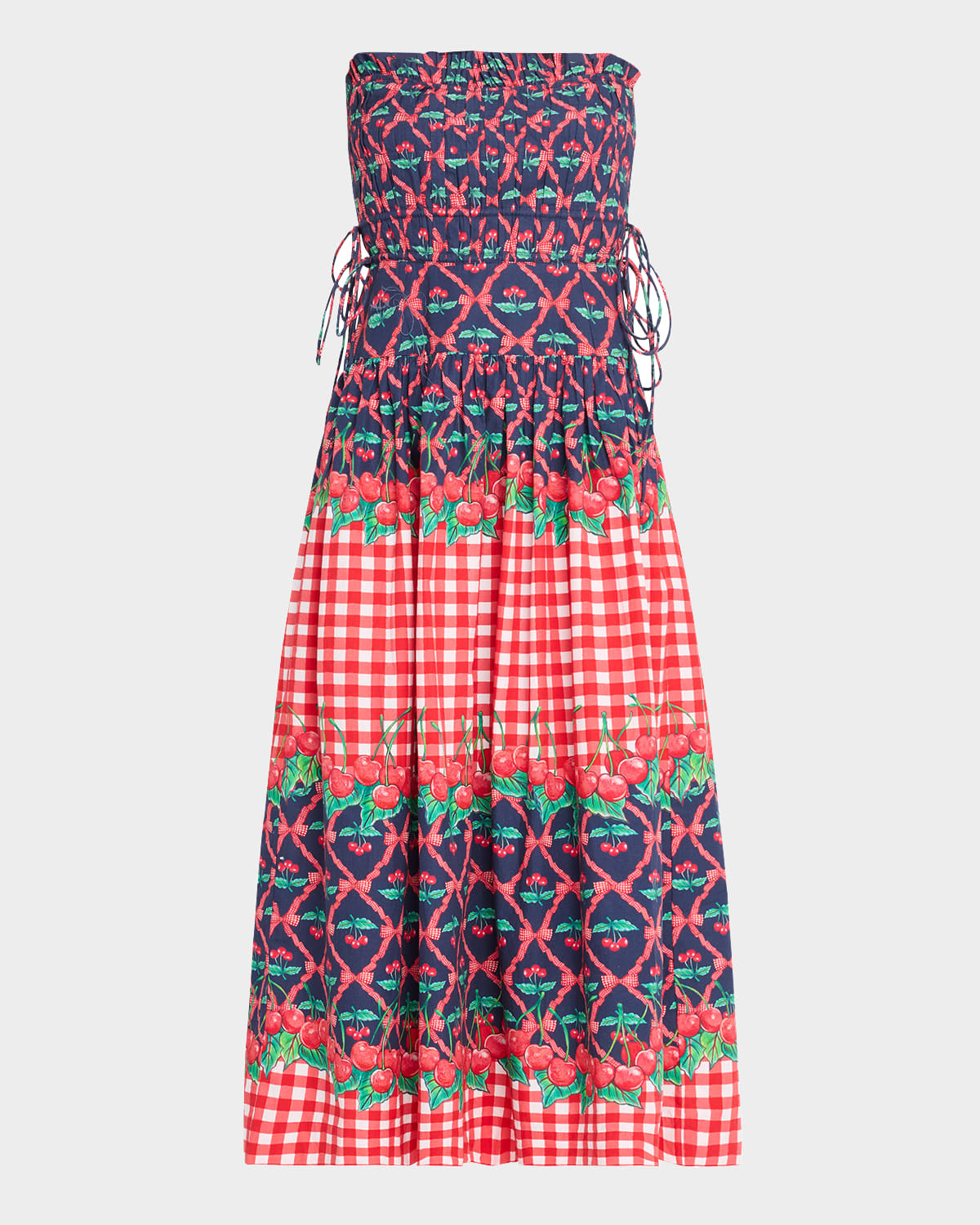 Kelia Cherry Pie Strapless Midi Dress | Neiman Marcus