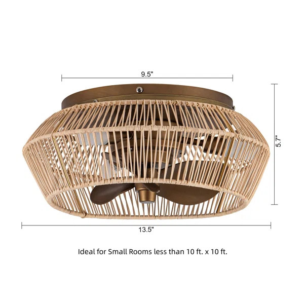Borup 13.5" Boho Rattan Caged Ceiling Fan with Lights and Remote Control | Wayfair North America