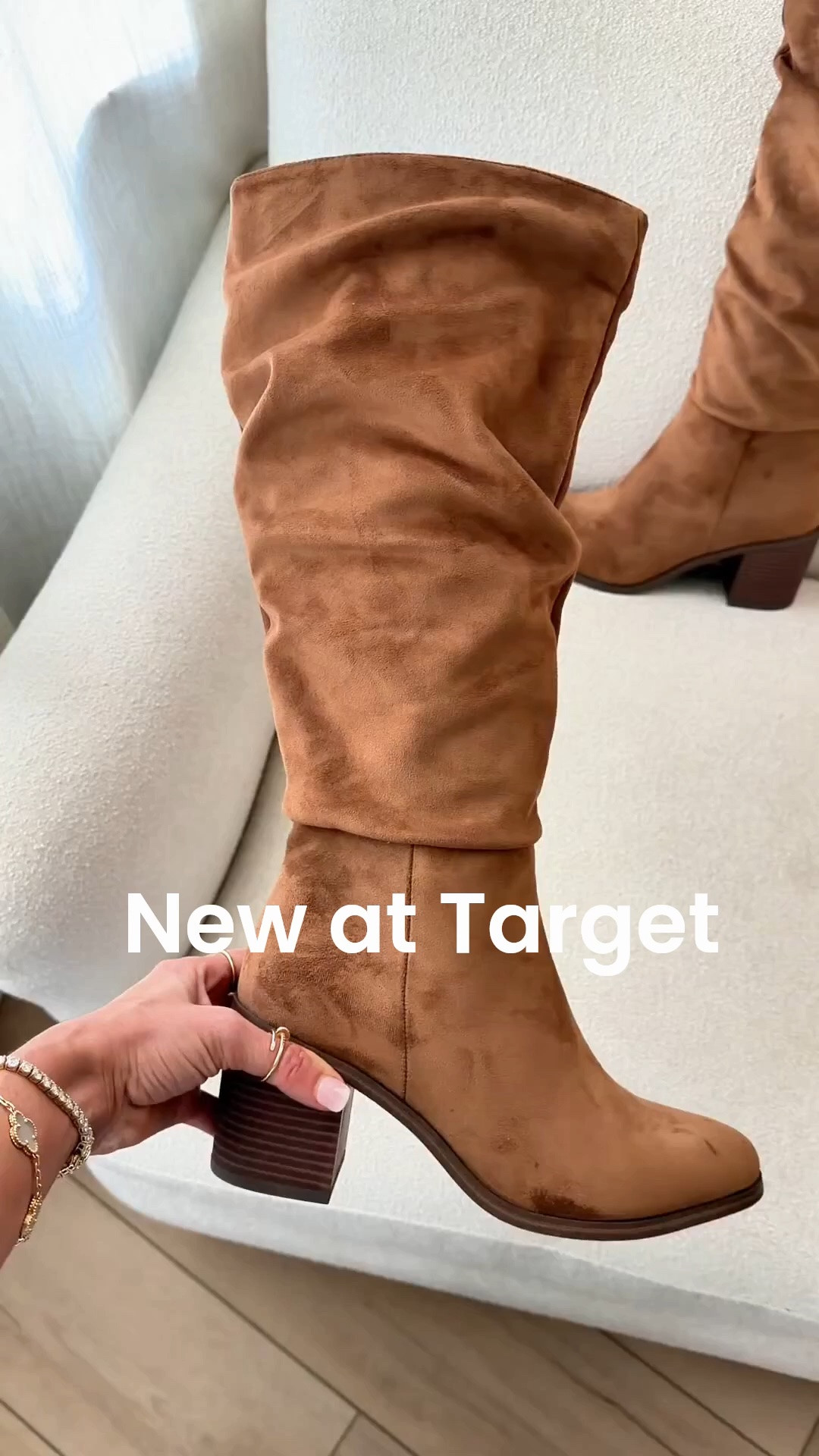 New at Target! Slouchy knee-high boots that cut below the knee. TTS for me. Love the chunky heel! Fall outfits. Fall style. Everyday outfits. Brunch outfits. Elevated casual outfits.

#LTKootd #LTKSeasonal #LTKgrwm