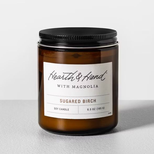 6.5oz Sugared Birch Amber Glass Jar Candle - Hearth & Hand™ with Magnolia | Target