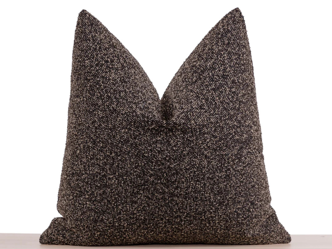 Textured Brown Pillow Cover, Boho Euro Sham Cover, Brown Boucle Pillow, Throw Pillow Cover, Brown... | Etsy (US)