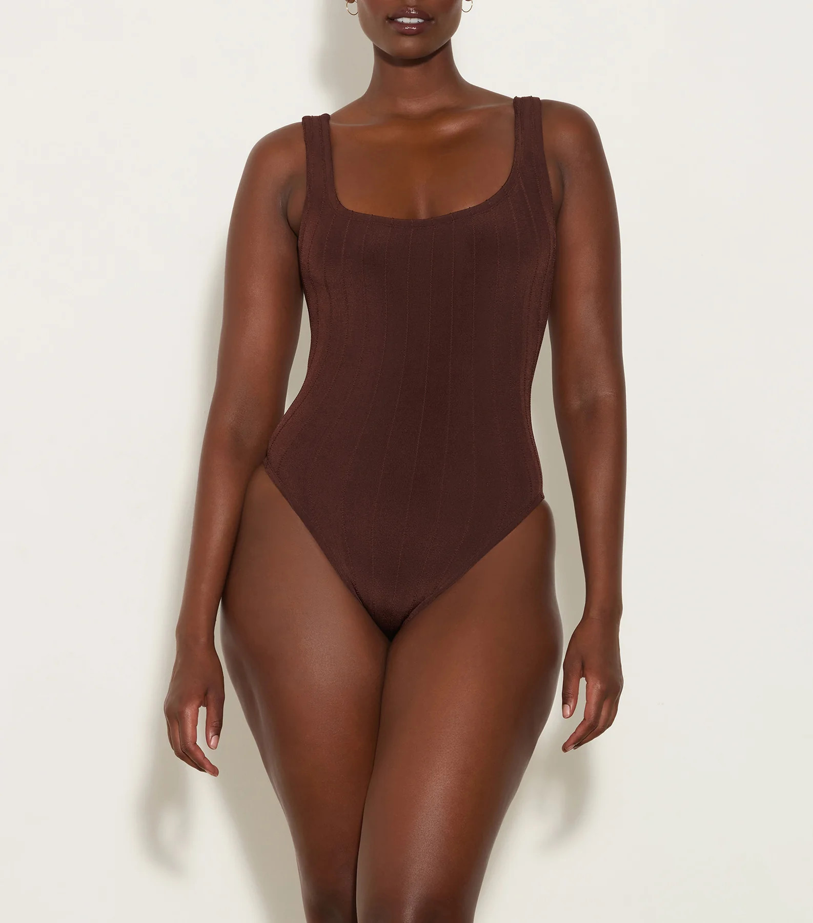 Square Neck Nile Swim - Metallic Chocolate | HUNZA G