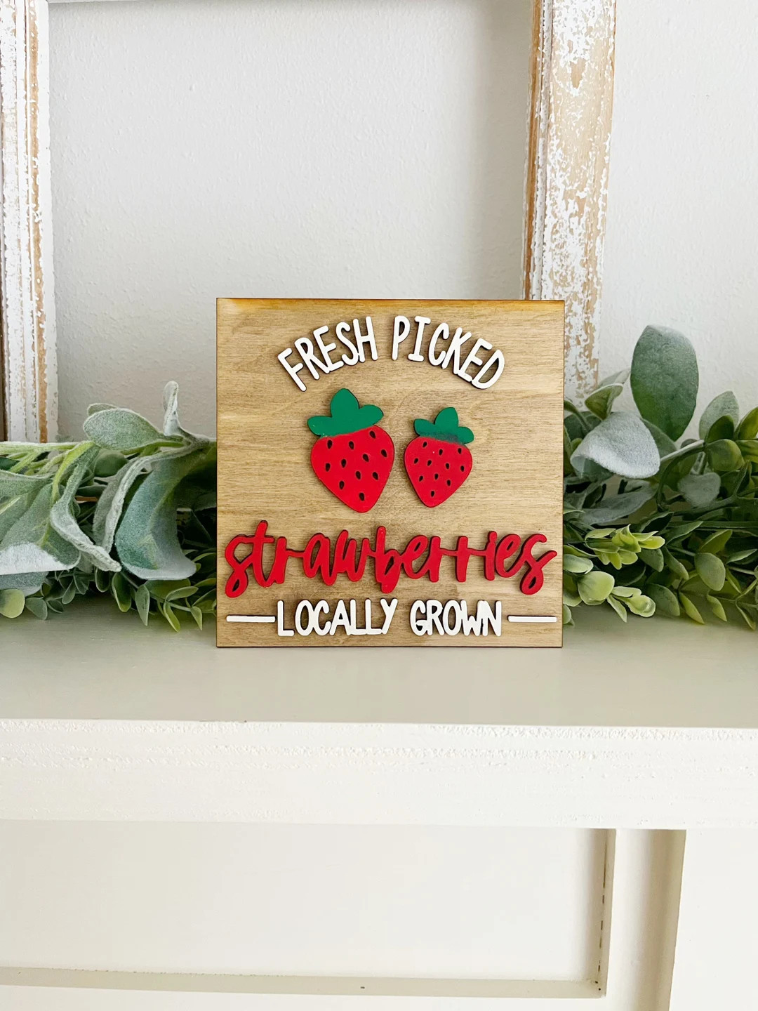 Fresh picked strawberries sign, strawberry theme, summer, valentines, tiered tray decor | Etsy (US)