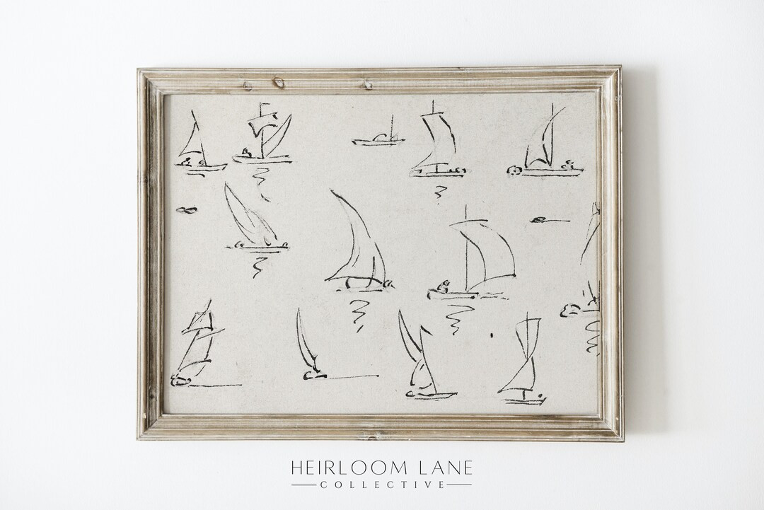 Vintage Boat Minimalist Sketch Art Print  Printable Digital - Etsy | Etsy (US)