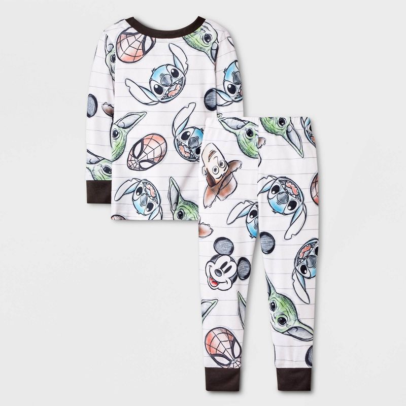 Toddler Disney 100 Character Mash Up 2pc Matching Family Pajama Set - White | Target
