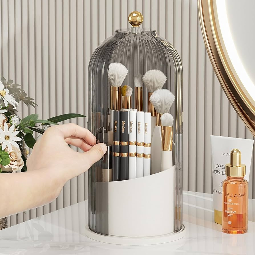 KHNR Makeup Brush Organizer with Lids,360 Rotating Makeup Organizers,Dustproof Makeup Holders and... | Amazon (US)