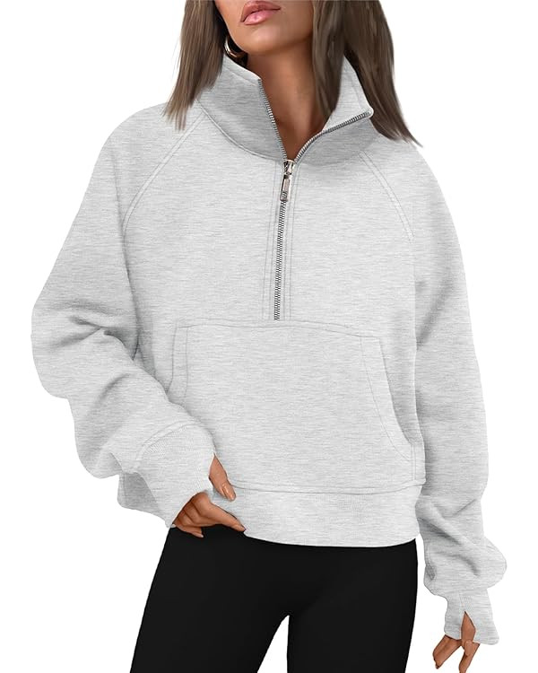 AUTOMET Womens Sweatshirts Half Zip Cropped Pullover Fleece Quarter Zipper Hoodies 2025 Fall Fash... | Amazon (US)