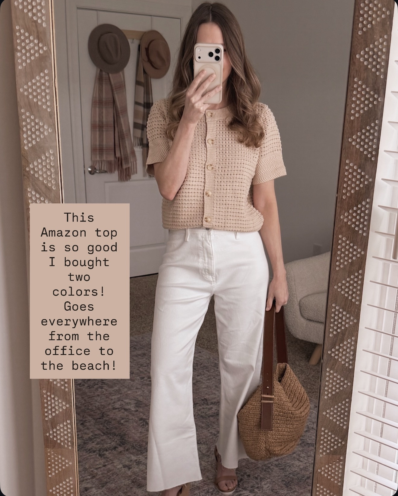 I'm obsessed with this knit top and honestly considering it in every single color.

summer knit top versatile office wear beach vacation outfit neutral beige crochet style flattering fit comfortable breathable

#LTKOver40 #LTKSeasonal #LTKWorkwear