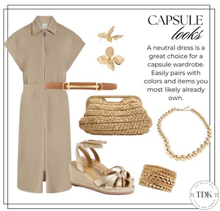 Neutral dress plus neutral and gold accessories equals glamour!

This combinationa exudes effortless chicness and ensures you'll stand out with understated elegance. #LTKstyletip #LTKover40

#LTKSeasonal
