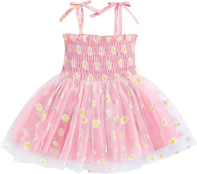 Mubineo Toddler Baby Girl Daisy Tulle Tutu Dress Sling Princess Dresses Sundress | Amazon (US)