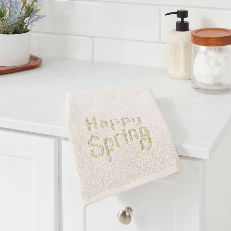 Happy Spring Embroidered Easter Hand Towel White - Threshold™ | Target
