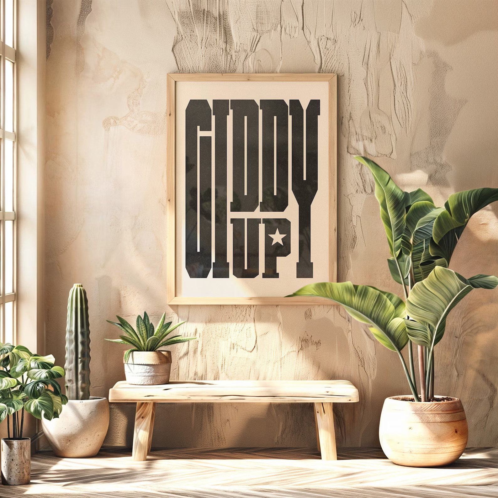 Giddy up Print, Retro Western Wall Art, Farmhouse Typography (UNFRAMED) - Etsy | Etsy (US)