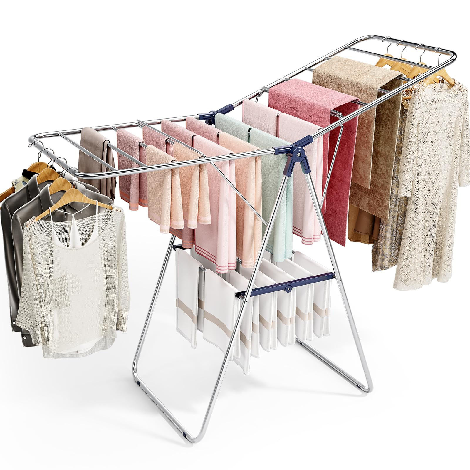 APEXCHASER Clothes Drying Rack, Drying Rack Clothing with Height-Adjustable, Foldable Gullwings L... | Amazon (US)