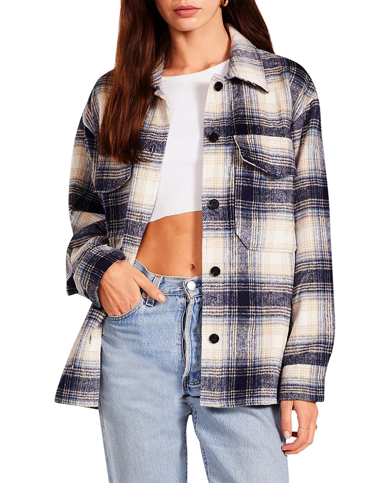 PLAID SHACKET BLUE MULTI | Steve Madden (US)